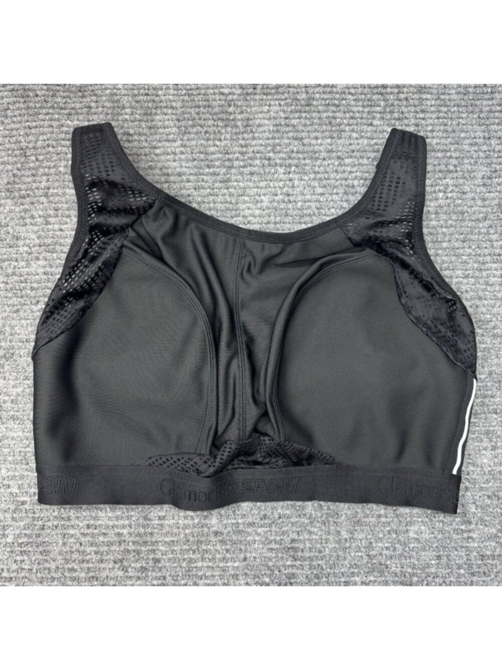 Glamorise Sports Bra 38H Black No Sweat Mesh Wireless Reflective Strip 1068